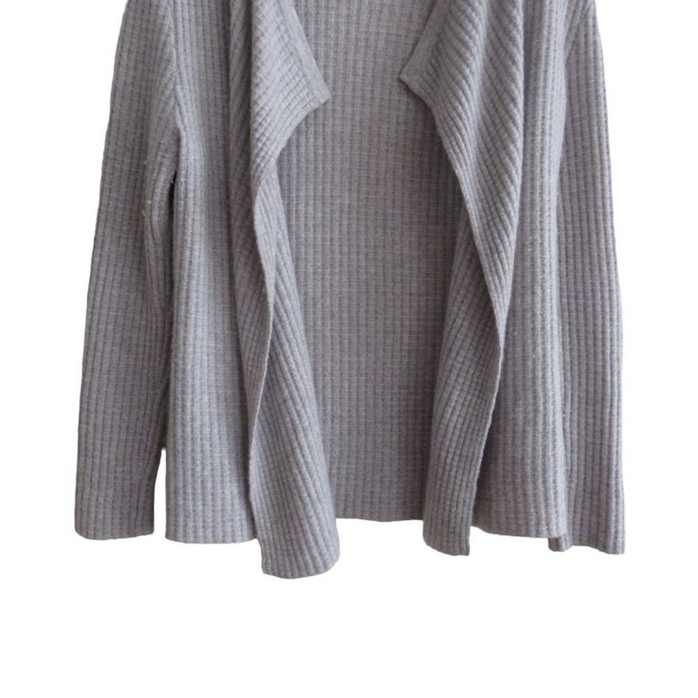Garnet Hill Grey Cashmere Cardigan Sweater Size Large Open Front Long Line - Picture 6 of 10